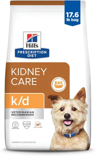 Alimento seco para perros Hill's Prescription Diet k/d Kidney Care con cordero, dieta veterinaria, bolsa de 17.6 lb. (El empaque puede variar)