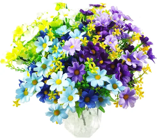 6 paquetes de flores artificiales de seda, resistentes a los rayos UV, no se decoloran, plantas para jardín, granja, porche, boda, decoración Verde