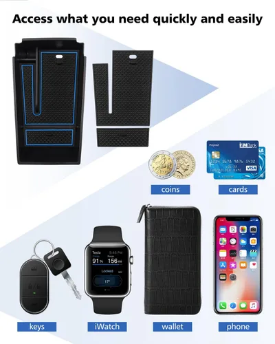 Miniatura 5 de FIILINES Organizador de consola central para Kia K5 2021-2025, bandeja de consola central, caja de almacenamiento de reposabrazos secundario
