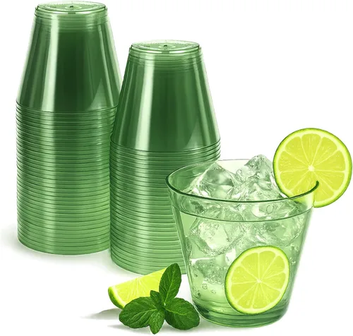 Miniatura 8 de Minatee 100 vasos de plástico desechables de lujo, vasos de cóctel de vino resistentes para graduaciones, bodas y fiestas de cumpleaños, vasos