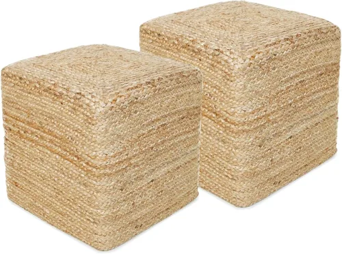 Miniatura 23 de REDEARTH Puf circular de yute, puf otomano – Puf trenzado con acento para sentarse redondo reposapiés para sala de estar, dormitorio, guardería