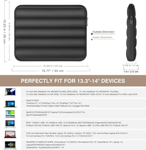 Miniatura 2 de MoKo Funda para portátil de 13 a 14 pulgadas, bolsa de transporte para laptop compatible con el nuevo Mac Neo A18 Pro, Mac Pro M5 de 14 pulgadas