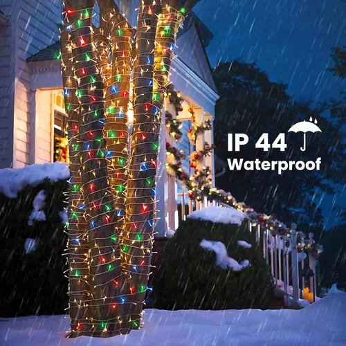 Miniatura 4 de Luces de Navidad multicolor, 75 pies, 200 luces de cadena LED de Navidad conectables, 8 modos, temporizador, luz de hadas parpadeante impermeable