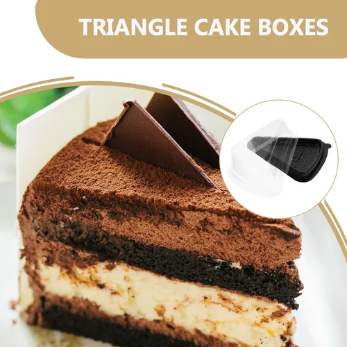 Miniatura 8 de KICHOUSE 10 piezas de caja de mousse triangular de plástico con tapa transparente, recipiente de pastel reutilizable de grado alimenticio