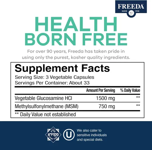 Miniatura 3 de FREEDA Glucosamina MSM – Suplemento vegano de flexibilidad y movilidad articular – Glucosamina vegetariana sin mariscos – Apoya la función articular