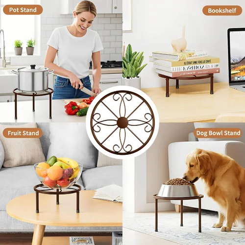 Miniatura 6 de Paquete de 5 soportes decentes para plantas de metal, soportes resistentes para macetas de flores para múltiples plantas, estante para macetas