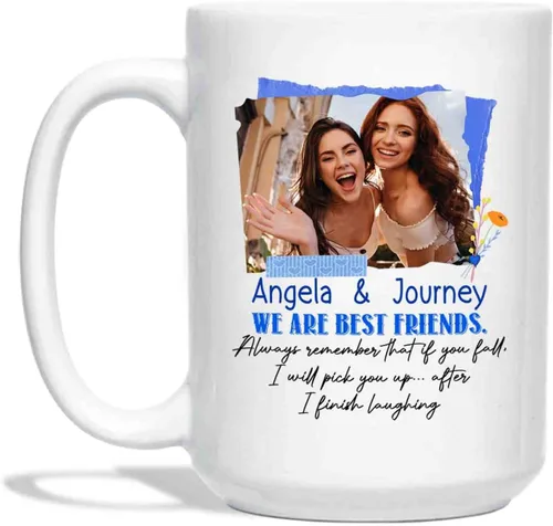 Miniatura 23 de Taza de café personalizada con diseño de flores con texto en inglés "If Friends Were Flowers I'd Pick You", taza de café de 11 onzas, 15 onzas