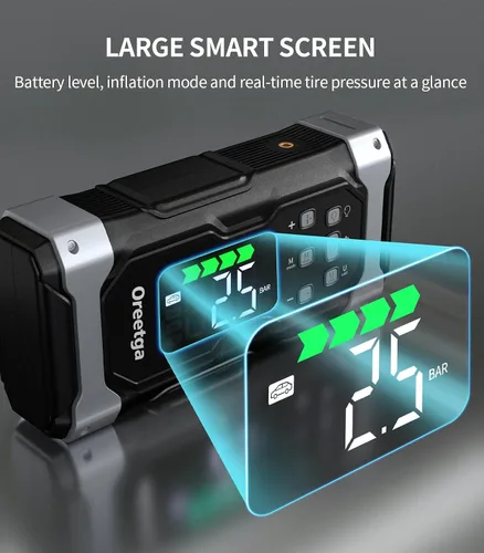 Miniatura 7 de Arrancador de Coche Mejorado de 9000A con Compresor Inflador/Desinflador de Aire, Cargador de Caja de Arranque Portátil 9 en 1 Paquete de Energía