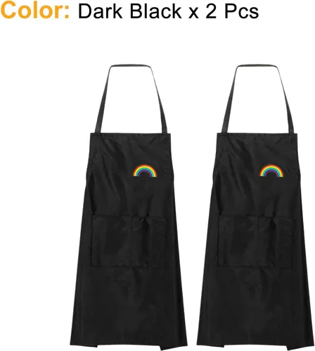 Miniatura 3 de HARFINGTON Delantal de cocina unisex para restaurante no ajustable, lavable, con 2 bolsillos