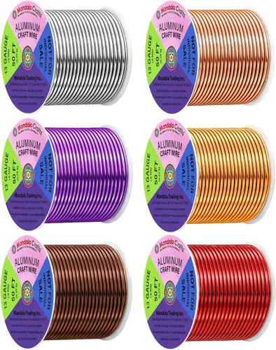Miniatura 360 de Mandala Crafts - Alambre de aluminio anodizado de 8 calibre para hacer joyas - 9.75 m de alambre flexible negro colorido - Flexible para bonsái