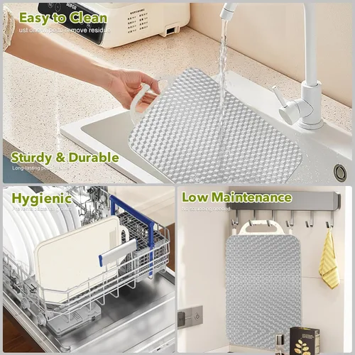 Miniatura 7 de Tabla de cortar de titanio, tabla de cortar para tablas de cortar de cocina de doble cara con titanio puro y paja de trigo PP, fácil de limpiar