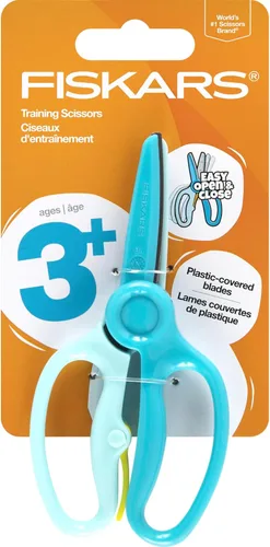 Miniatura 15 de Fiskars - Tijeras de entrenamiento para preescolares de 3 años en adelante (paquete de 3), tijeras de seguridad para niños pequeños con palanca