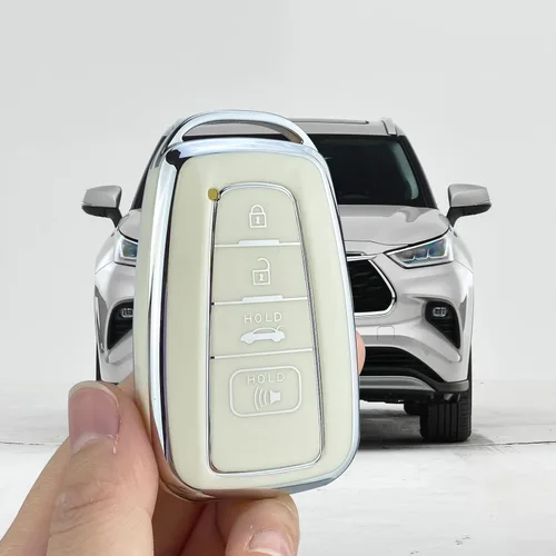 Miniatura 4 de Funda para Llavero Compatible con Toyota 2019-2023 Camry RAV4 Highlander Corolla 4Runner Avalon C-HR Prius (Blanco-Set Único)