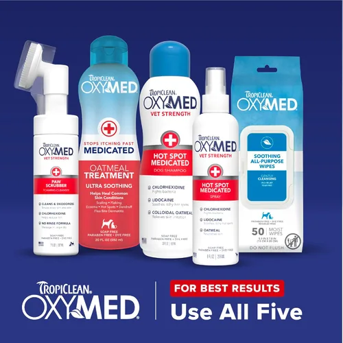 Miniatura 7 de TropiClean OxyMed - Champú para perros para alergias y picazón, suave champú hidratante de avena y aloe para alergias estacionales e irritantes