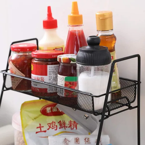 Miniatura 4 de Organizador de especias, organizador de estante de baño de 2 niveles para encimera, organizador de estante de cocina para latas de especias, frascos