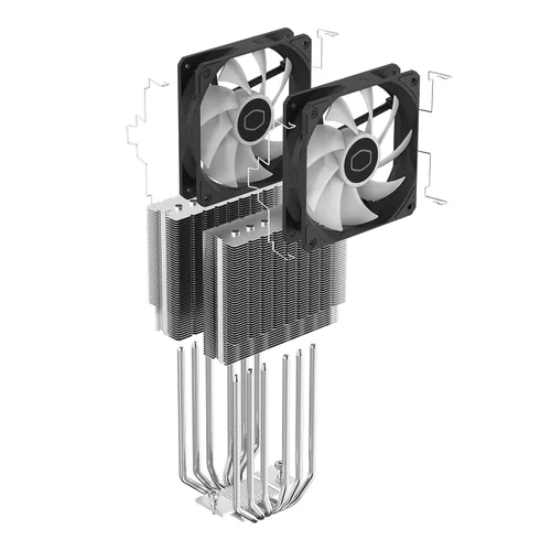 Miniatura 15 de Disipador Master Hyper 620S de Torre Dual para CPU, sincronización ARGB, ventilador PWM de 4.92 pulgadas, 6 tubos disipadores de calor de contacto