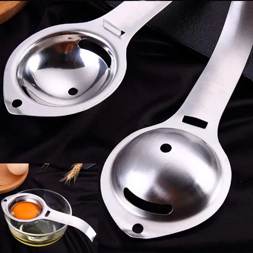 Miniatura 3 de Separador de filtro de acero inoxidable de yema de cocina Separador de huevos blancos Herramienta apta para lavavajillas (Plata)