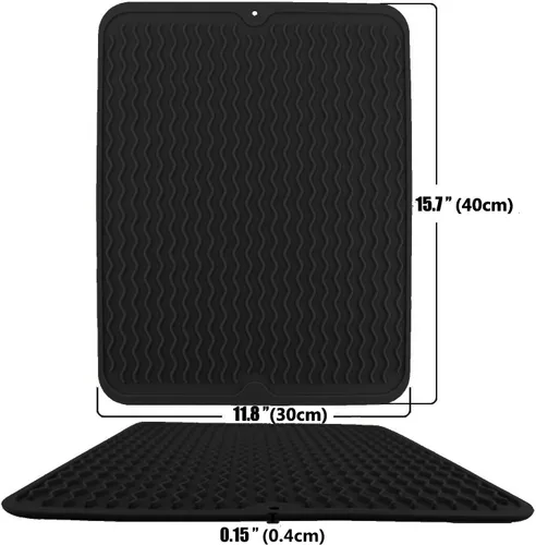 Miniatura 2 de Tapete grande para secar platos, alfombrillas de silicona de múltiples usos para múltiples usos, tapete de secado para encimera de cocina, 12 x 16