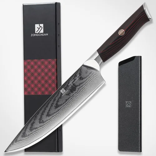 Miniatura 12 de Cuchillo de chef, cuchillo de damasco de 8 pulgadas, cuchillo de cocina de acero inoxidable de alto carbono de 67 capas, cuchillos de corte afilados
