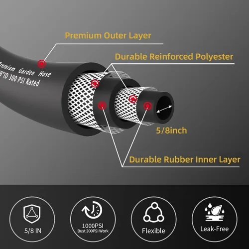 Miniatura 3 de Wiseflow Leader Hose Manguera de agua resistente de 3 x 5/8 pulgadas con accesorios de latón macho a hembra, extensor de manguera corta para carrete