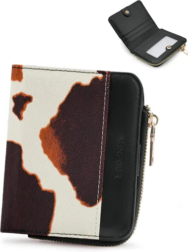 Miniatura 9 de Billeteras pequeñas y plegables para mujer, mini-cartera RFID para mujer, tarjetero delgado con bolsillo con cremallera para monedas y 2 ventanas