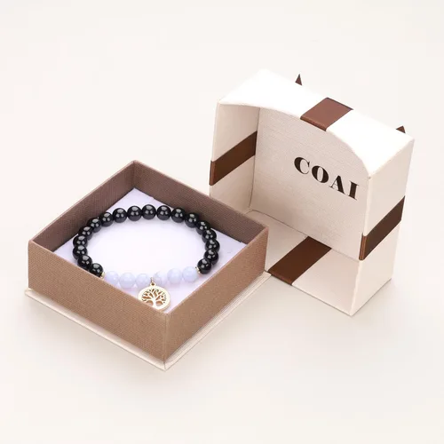 Miniatura 6 de COAI Pulsera de turmalina negra con árbol de la vida para mujer