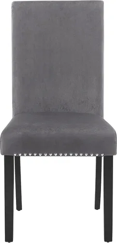 Miniatura 4 de Cobre - Silla de comedor contemporánea de terciopelo con ribete de clavos, juego de 2, color gris