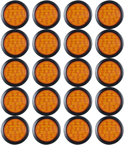 Miniatura 53 de Kit de tapones de cableado con cubierta de hule para luz trasera LED redonda de 4", 12 ledes, para RV, camioneta Luz roja - Lente transparente