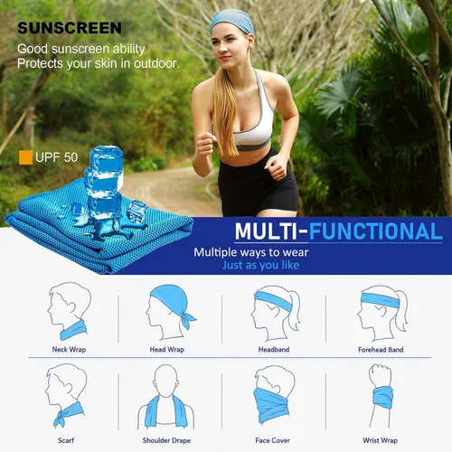 Miniatura 5 de YQXCC Toallas refrescantes Paquete de 4 unidades de 47 x 12 pulgadas Hielo fresco para cuello Microfibra suave transpirable para yoga, Gris