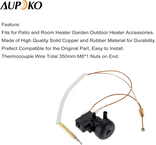 Miniatura 3 de Aupoko Piezas de calentador de gas para patio, termopar e interruptor antiinclinación, kit de seguridad para calentador de patio y habitación