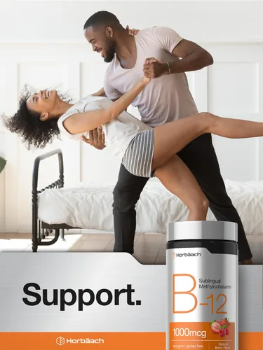 Miniatura 6 de Horbäach Vitamina B12 1000 mcg Sublingual 400 Comprimidos de Disolución Rápida Suplemento de Metilcobalamina para Mujeres y Hombres Sabor a