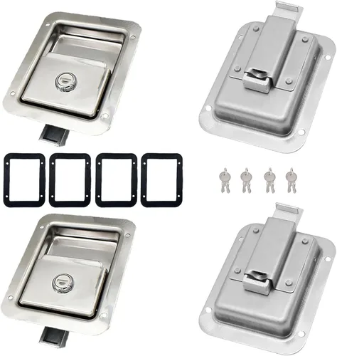 Paquete de 4 Cerraduras de Puerta de Acero Inoxidable Resistentes con Pestillo de Manija de Montaje Empotrado para Caja de Herramientas de Remolque