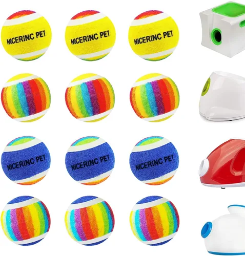 Miniatura 9 de Pelotas de tenis para perros XS Pelota de juguetes para perros de 1.5 pulgadas, paquete de 12, lanzadores de bolas de ajuste Pelotas de tenis