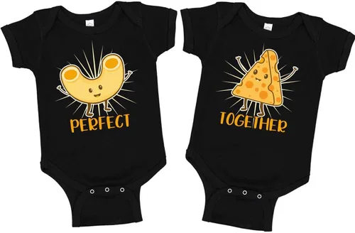 Conjunto de ropa de bebé de Mac and Cheese a juego para bebés o camisetas para niños pequeños