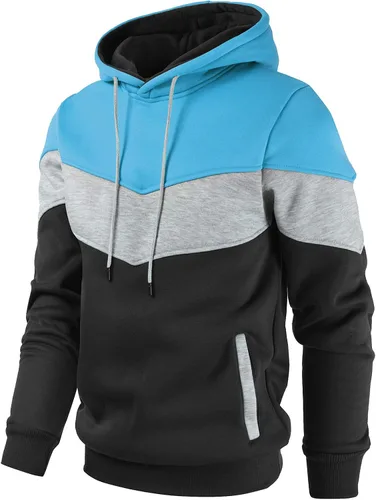 Miniatura 2 de Gesean Sudadera con capucha, de manga larga, para hombre, diseño de bloque de color, estilo informal, con bolsillo