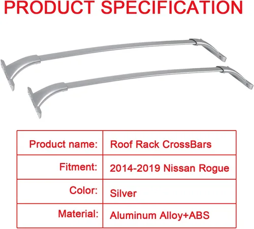 Miniatura 3 de Barras transversales de repuesto para Nissan Rogue 2014 2015 2016 2017 2018 2019, estilo de fábrica, barras de techo de carga superior - Canoa Kayak