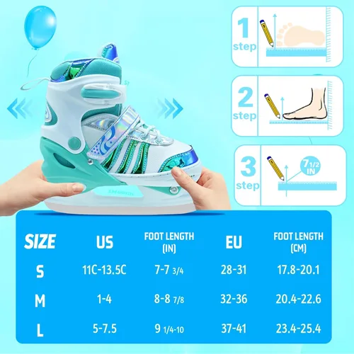Miniatura 2 de Patines de Hielo Ajustables, Patines de Hielo de Cuchilla Lisa para Edades 3-12, Patines de Hielo con Forro Cómodo para Principiantes Niños y Niñas