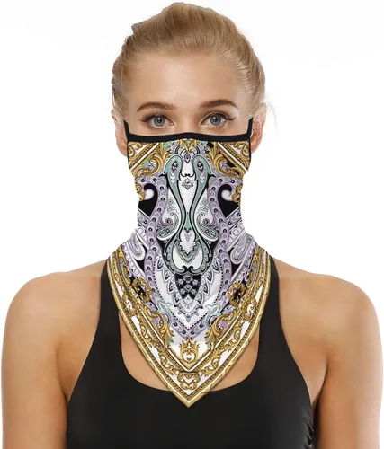 Miniatura 19 de YAYOUREL Polaina para el cuello, bandanas para hombres y mujeres, cubierta de bufanda para la cara con rayos UV, con agujero para las orejas