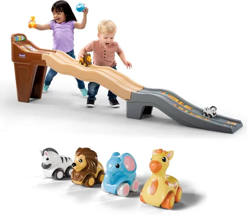 Miniatura 7 de Simplay3 Carrera de descenso de pista rápida, pista de carreras dual para niños pequeños, 2 autos de carreras de juguete incluidos, fabricado
