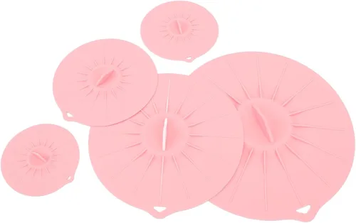 Miniatura 10 de Paquete de 5 tapas de silicona para tazón, cubierta de silicona para microondas, con 5 tamaños, tapas térmicas reutilizables para tazas, cuencos