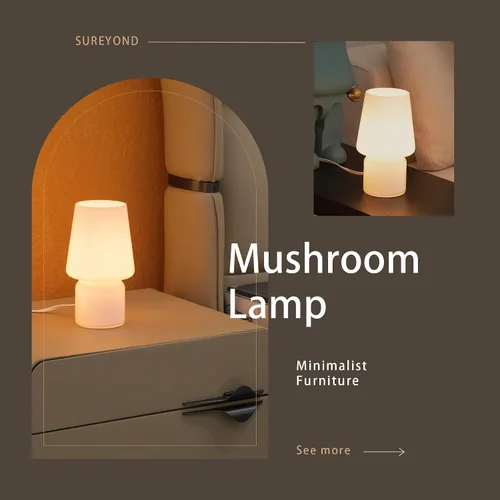 Miniatura 4 de Lámpara de hongo, regalo para el día de la madre, lámpara de mesa pequeña, bonita lámpara de mesa de noche para cocina, lámpara de mesa de cristal