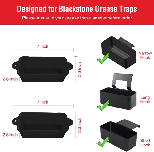 Miniatura 2 de Paquete de 2 Forros de Silicona para Tazas de Grasa Blackstone para Plancha de 36 28 22 17 Pulgadas, Forro Reutilizable para Bandeja de Grasa