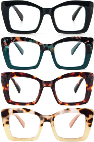 Miniatura 9 de DXYXYO Lentes de lectura cuadrados de gran tamaño para mujer, bloqueo de luz azul, estilo Oprah, marco grueso, lectores con bisagra de resorte