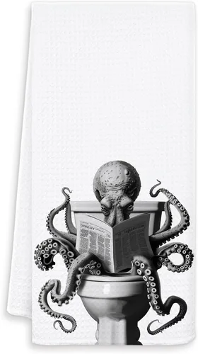 Divertidas toallas de mano de pulpo para baño, baño, decoración de baño de octopu, regalos para amantes del pulpo para mujeres y hombres, toallas de