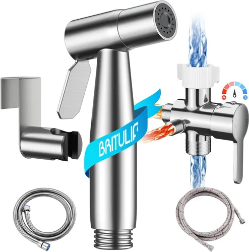 Miniatura 11 de BRITULIF Pulverizador de bidé de mano para inodoro, rociador de chorro para ducha musulmana, rociador de pañales de tela ajustable, accesorio