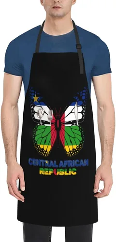 Miniatura 17 de Delantal vintage con diseño de bandera de la República Centroafricana con bolsillos para chef, hombres y mujeres, pintor, cocina, horneado