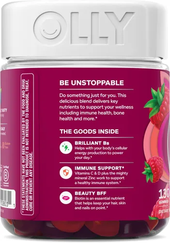 Miniatura 11 de OLLY - Goma multivitamínica para mujer, salud general y apoyo inmunológico, vitaminas A, D, C, E, biotina, ácido fólico, vitamina masticable