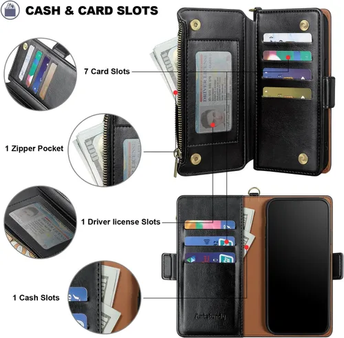 Miniatura 6 de Antsturdy Funda compatible con Samsung Galaxy S23 FE 5G con tarjetero para mujeres y hombres, funda de teléfono con bloqueo RFID, funda protectora