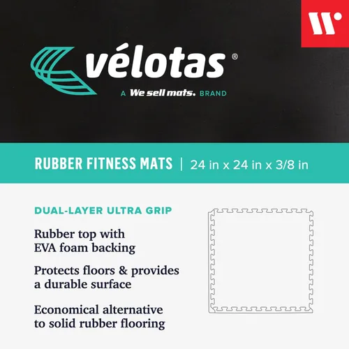 Miniatura 2 de Velotas 3/8-Inch Thick Interlocking Foam Tiles with Rubber Top - Personal Fitness Mat, EVA Foam Puzzle Floor Tiles, for Home Gym Workouts Mancha