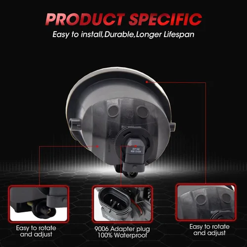 Miniatura 5 de Repuesto de montaje de luces antiniebla para Toyota Tundra 2000-2006 2001-2007 Toyota Sequoia con bombillas halógenas 9006 12V 35W incluidas